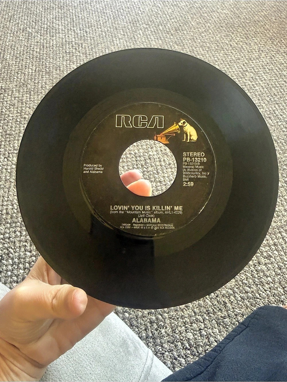 RCA Alabama "Lovein' You Is Killin' Me" / "Take Me Down" 7-Inch Vinyl Record